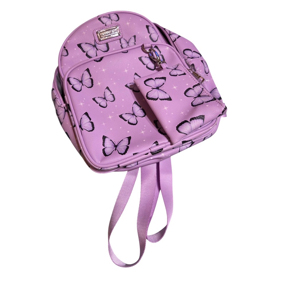 Madden Girl Purple Butterfly Mini Backpack with Detachable Coin Pouch Lavender